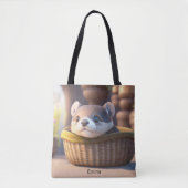 Niedliches Otterbaby in einem Korb - personalisier Tasche (Vorderseite)
