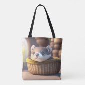 Niedliches Otterbaby in einem Korb - personalisier Tasche (Rückseite)