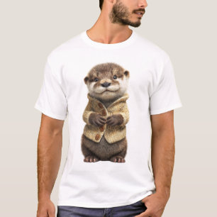 Niedliches Otterbaby in einer gemütlichen gestrick T-Shirt