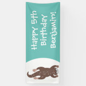 Niedliches Ottertauchen auf aquamariner Cartoon-Ab Banner (Vertikal)