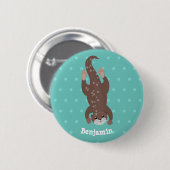 Niedliches Ottertauchen auf aquamariner Cartoon-Ab Button (Vorne & Hinten)
