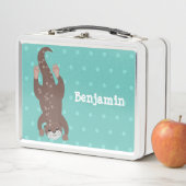 Niedliches Ottertauchen auf aquamariner Cartoon-Ab Metall Brotdose (Beispiel)