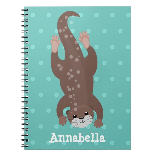 Niedliches Ottertauchen auf aquamariner Cartoon-Ab Notizblock (Vorderseite)