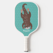Niedliches Ottertauchen auf aquamariner Cartoon-Ab Pickleball Schläger (Rückseite)