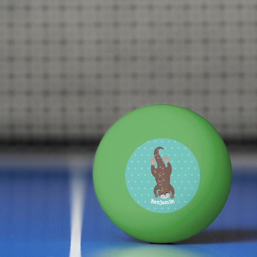 Niedliches Ottertauchen auf aquamariner Cartoon-Ab Tischtennisball (Netto)