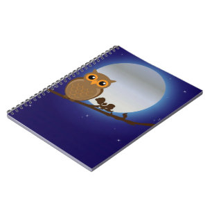 Niedliches Owl am Mondlicht Notizblock