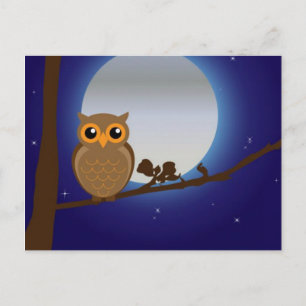 Niedliches Owl am Mondlicht Postkarte