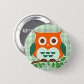 Niedliches Owl an einer Zweigstelle Button (Vorne & Hinten)