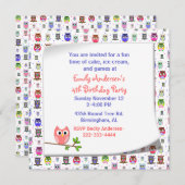 Niedliches Owl auf einem Zweig Einladung zum Gebur (Vorne/Hinten)