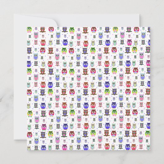 Niedliches Owl auf einem Zweig Einladung zum Gebur (Rückseite)