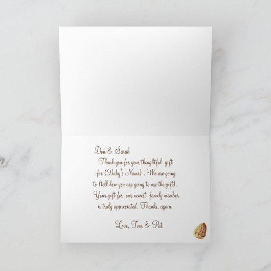 Niedliches Owl auf einem Zweig Vielen Dank Anmerku Dankeskarte (Innenseite)