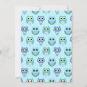 Niedliches Owl Baby Dusche Blue Bird Boy Einladung (Rückseite)