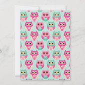 Niedliches Owl Baby Dusche Pink Bird Girl Einladung (Rückseite)