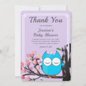 Niedliches Owl Blossom Lila Glitzer Streifen Viele Einladung (Vorderseite)