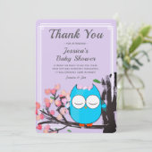 Niedliches Owl Blossom Lila Glitzer Streifen Viele Einladung (Stehend Vorderseite)
