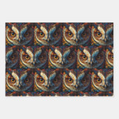 Niedliches Owl Blue & Yellow Geschenkpapier Set (Vorderseite 2)