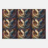 Niedliches Owl Blue & Yellow Geschenkpapier Set (Vorderseite)