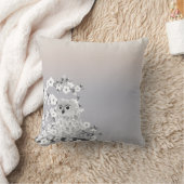 Niedliches Owl Cherry Blossom Beige Taupe Weiß Kissen (Decke)