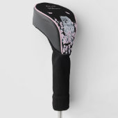 Niedliches Owl Cherry Blossom Pink Black Golf Headcover (angewinkelt)