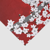 Niedliches Owl Cherry Blossom Schwarz-weiß Seidenpapier (Ausschnitt)