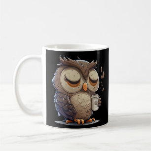 Niedliches Owl Coffee Bird Animal Sleepy Morning O Kaffeetasse