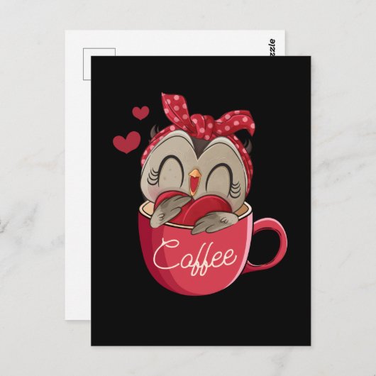 Niedliches Owl Coffee Tassen Funny Owl Lover Postkarte (Vorne/Hinten)