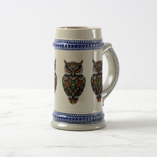 NIEDLICHES OWL DESIGN Beer Stein Bierglas (VorderseiteRechts)