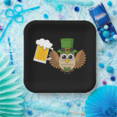 Niedliches Owl Drinking Beer Funny St Patrick's Da Pappteller (Party)