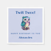 Niedliches Owl Dusty Blue Woodland Tierischer Kind Serviette (Vorderseite)