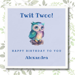 Niedliches Owl Dusty Blue Woodland Tierischer Kind Serviette