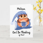 Niedliches Owl erhält gute Grußkarte Karte (Gelbe Blume)