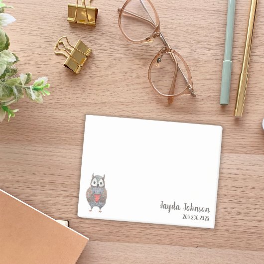 Niedliches Owl Fügen Sie Ihre Daten hinzu Post-it Klebezettel