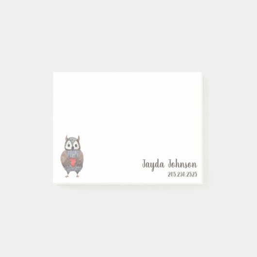 Niedliches Owl Fügen Sie Ihre Daten hinzu Post-it Klebezettel (Vorderseite)