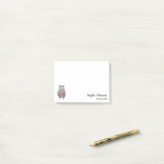 Niedliches Owl Fügen Sie Ihre Daten hinzu Post-it Klebezettel (Auf Schreibtisch)