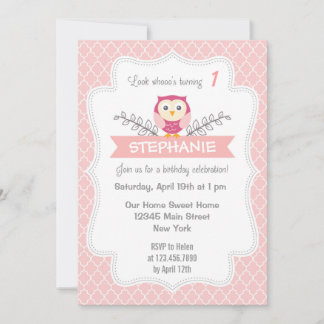 Niedliches Owl Geburtstag Einladung Sweet Light Pi