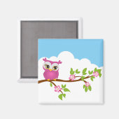 Niedliches Owl Girl auf einem Zweigmagazin Magnet (Vorderseite/Rückseite)