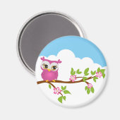 Niedliches Owl Girl auf einem Zweigmagazin Magnet (Vorderseite/Rückseite)
