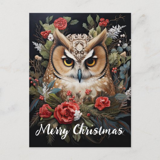 Niedliches Owl Happy Holidays Weihnachten (Vorderseite)