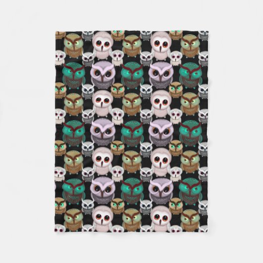 Niedliches Owl Illustrationsmuster Fleecedecke (Vorderseite)