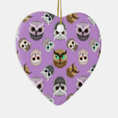 Niedliches Owl Illustrationsmuster im Lila Hinterg Keramik Ornament (Rechts)