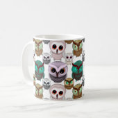Niedliches Owl Illustrationsmuster Kaffeetasse (Vorderseite Links)