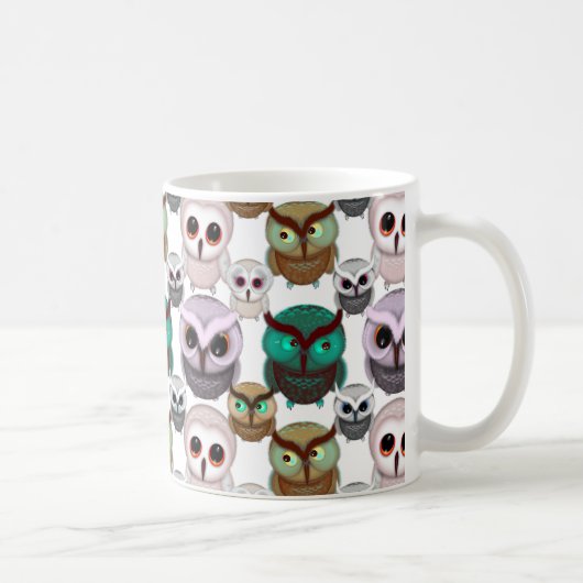 Niedliches Owl Illustrationsmuster Kaffeetasse (Rechts)