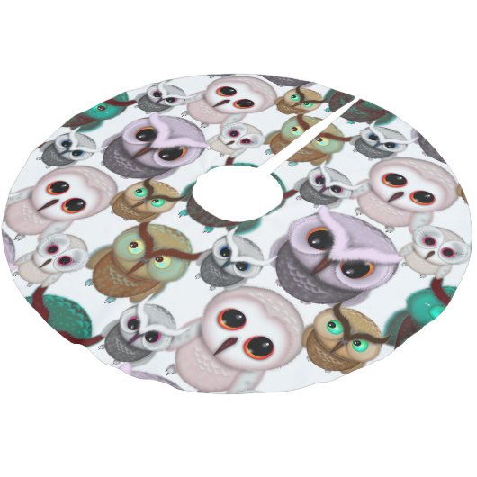 Niedliches Owl Illustrationsmuster Polyester Weihnachtsbaumdecke (Schrägansicht)