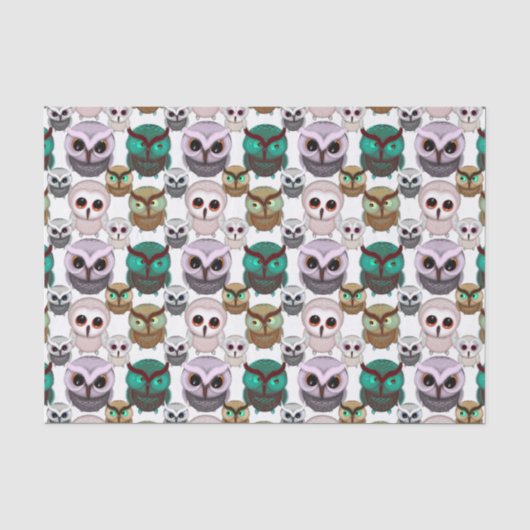 Niedliches Owl Illustrationsmuster Seidenpapier (Vorderseite)
