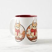 Niedliches Owl in der Winterdarstellung Zweifarbige Tasse (Vorderseite Links)