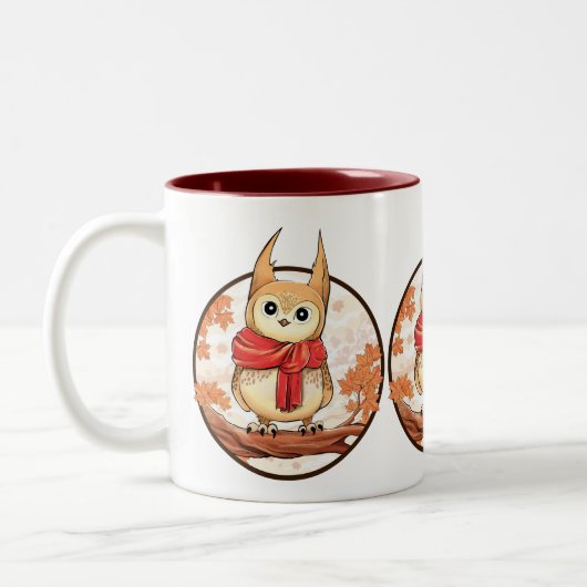 Niedliches Owl in der Winterdarstellung Zweifarbige Tasse (Links)