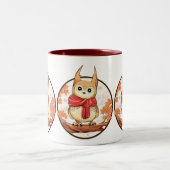 Niedliches Owl in der Winterdarstellung Zweifarbige Tasse (Mittel)