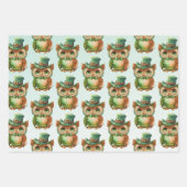 Niedliches Owl in einem Green Top Hat-Muster Geschenkpapier Set (Vorderseite)