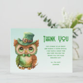 Niedliches Owl in einem grünen Top Hat Dankeskarte (Stehend Vorderseite)