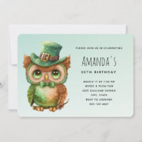 Niedliches Owl in einem Grünen Top Hat Geburtstag